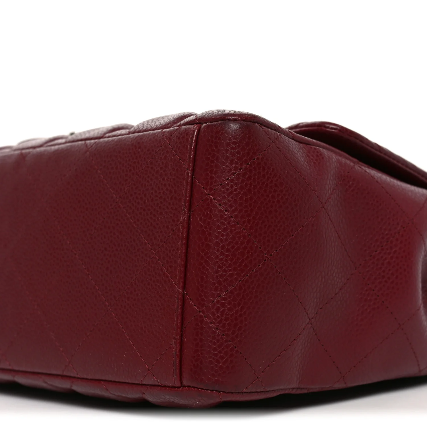 Caviar Quilted Maxi Single Flap Dark Red