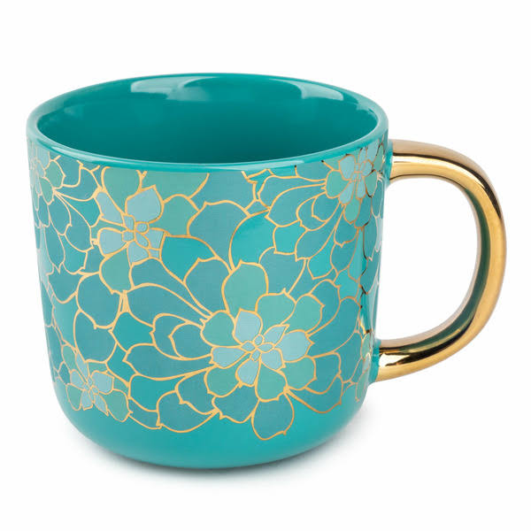 Thyme&Table Stoneware Coffee Mug - Teal Succulent - 16 fl oz