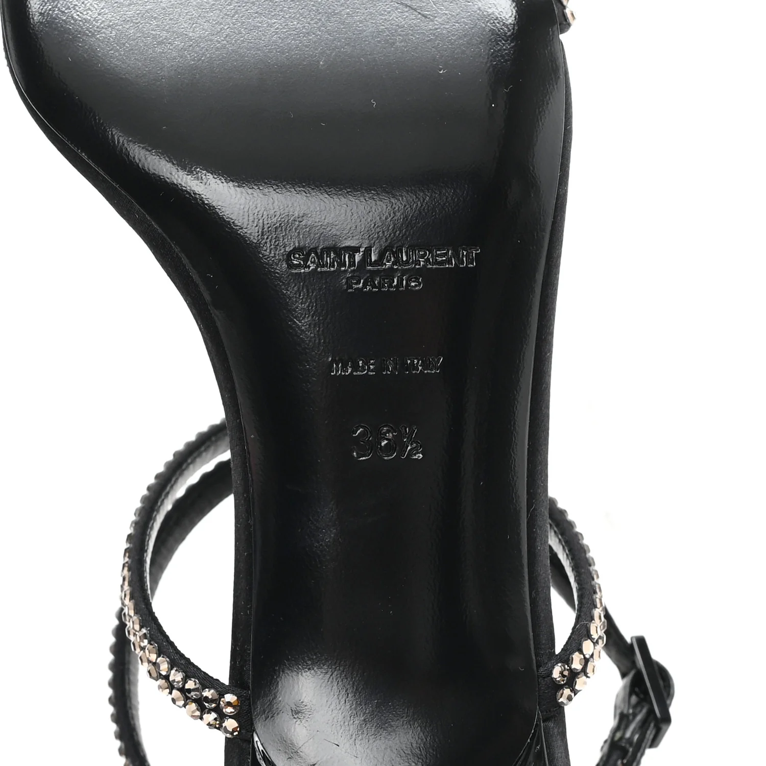Crepe Satin Baliqua 55 Vett Ankle Strap Sandals 36.5 Black