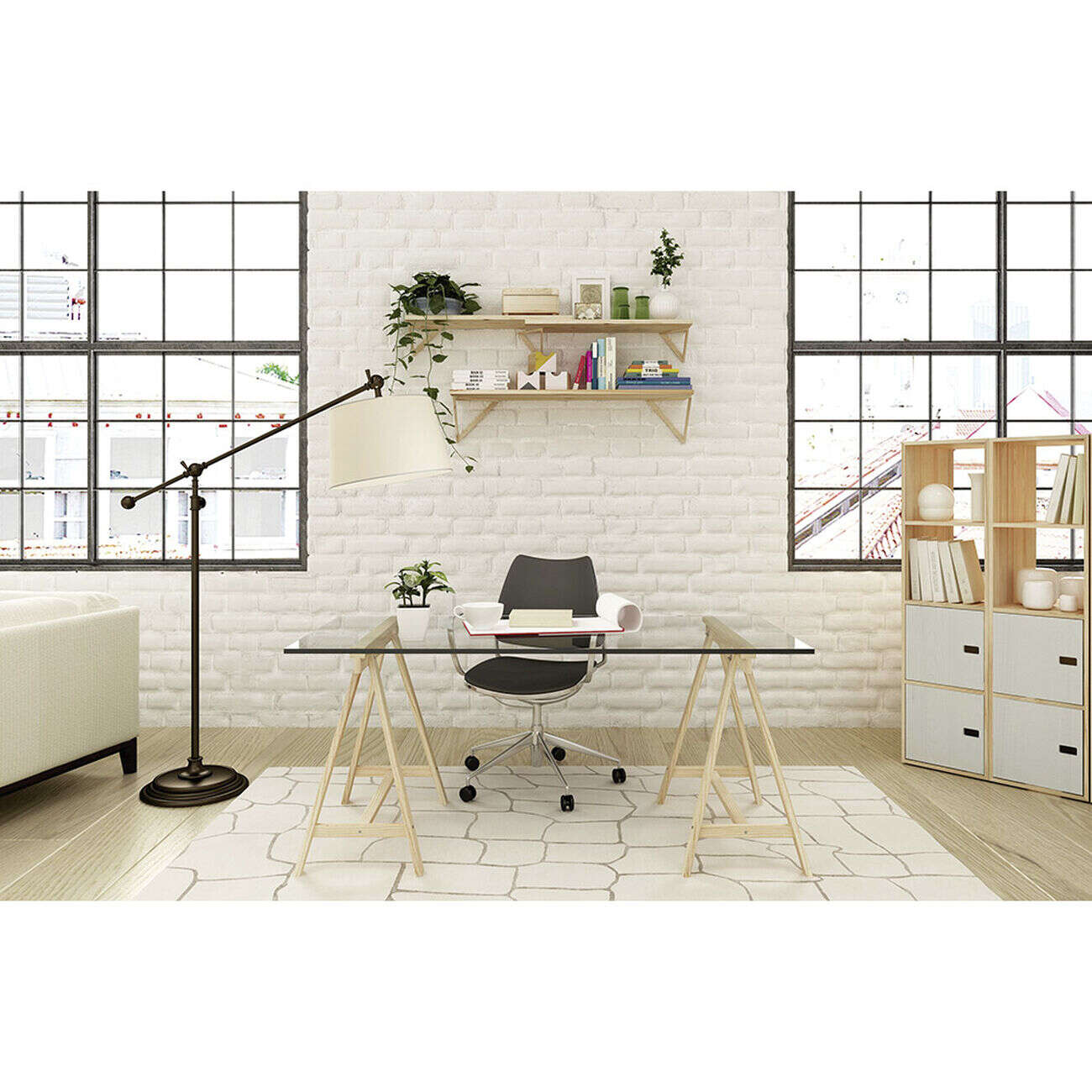 Tréteau pin massif beige - 70x41xH72cm