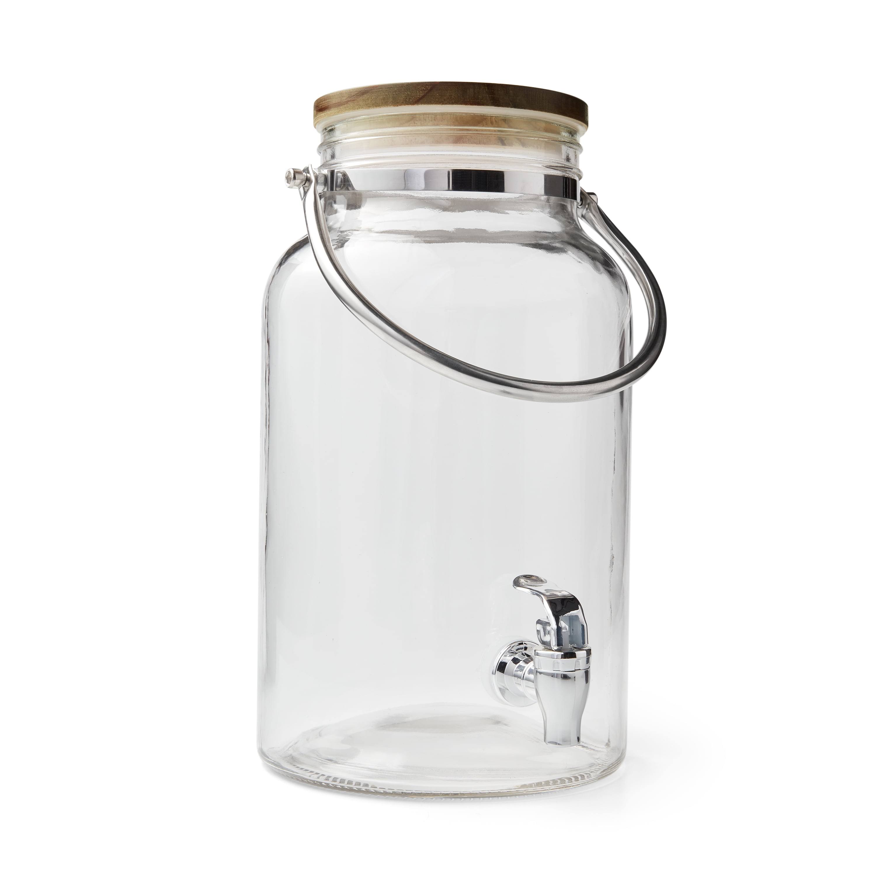 Better Homes & Gardens BH2000027548001 Clear 1.5 Gallon Glass Beverage Dispenser with Wood Lid
