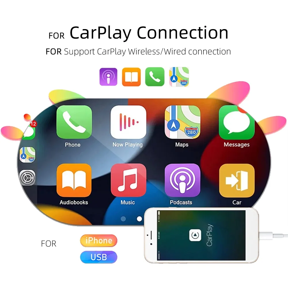 1 Din 7 Inch Car Stereo Radio with Wireless Apple Carplay Android Auto HD Electric telescopic Touchscreen Flip out Screen FM Bluetooth Android/iOS Mirror Link, Single 1 Din Car Audio USB/TF/AUX-in - Image 2