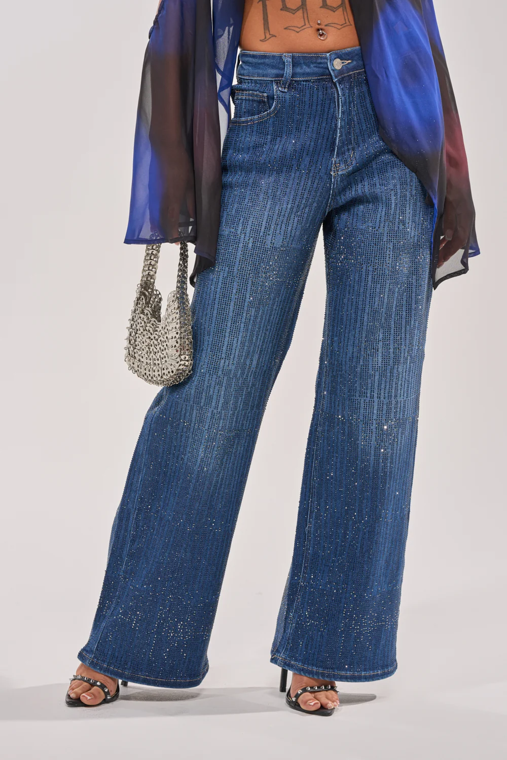 ITS ELECTRIC RHINESTONE WIDE LEG DENIM - Akira Store