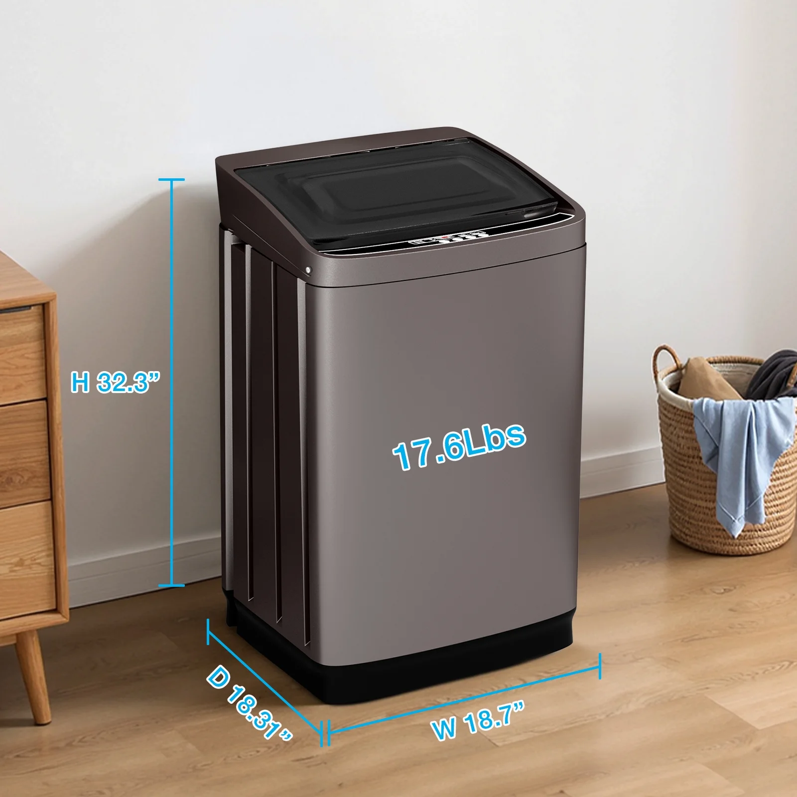 Portable Washer and Dryer Set, 17.6LBS Compact Washing Machine 8.8LBS Compact Dryer(GrayWhite) - Image 4