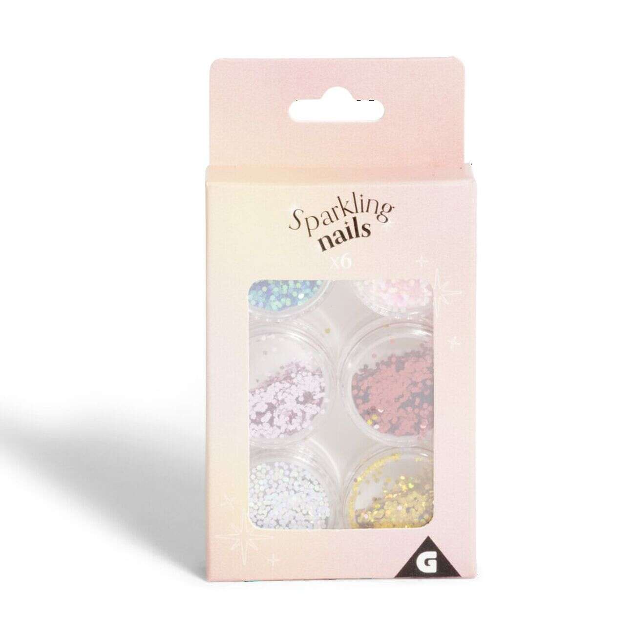 Strass autocollants pour ongles 6 pots paillettes rose bleu doré