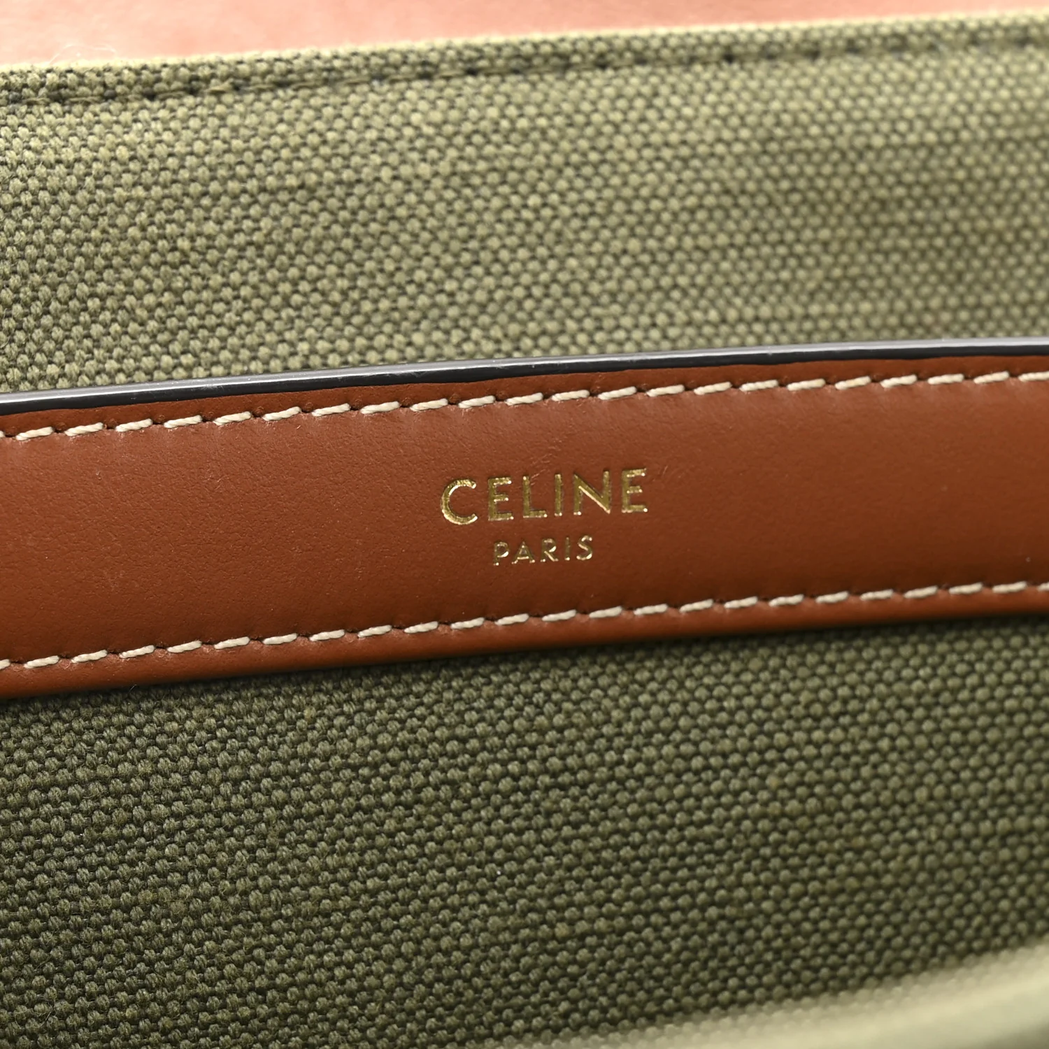 Canvas Calfskin Medium Soft 16 Top Handle Bag Khaki Tan