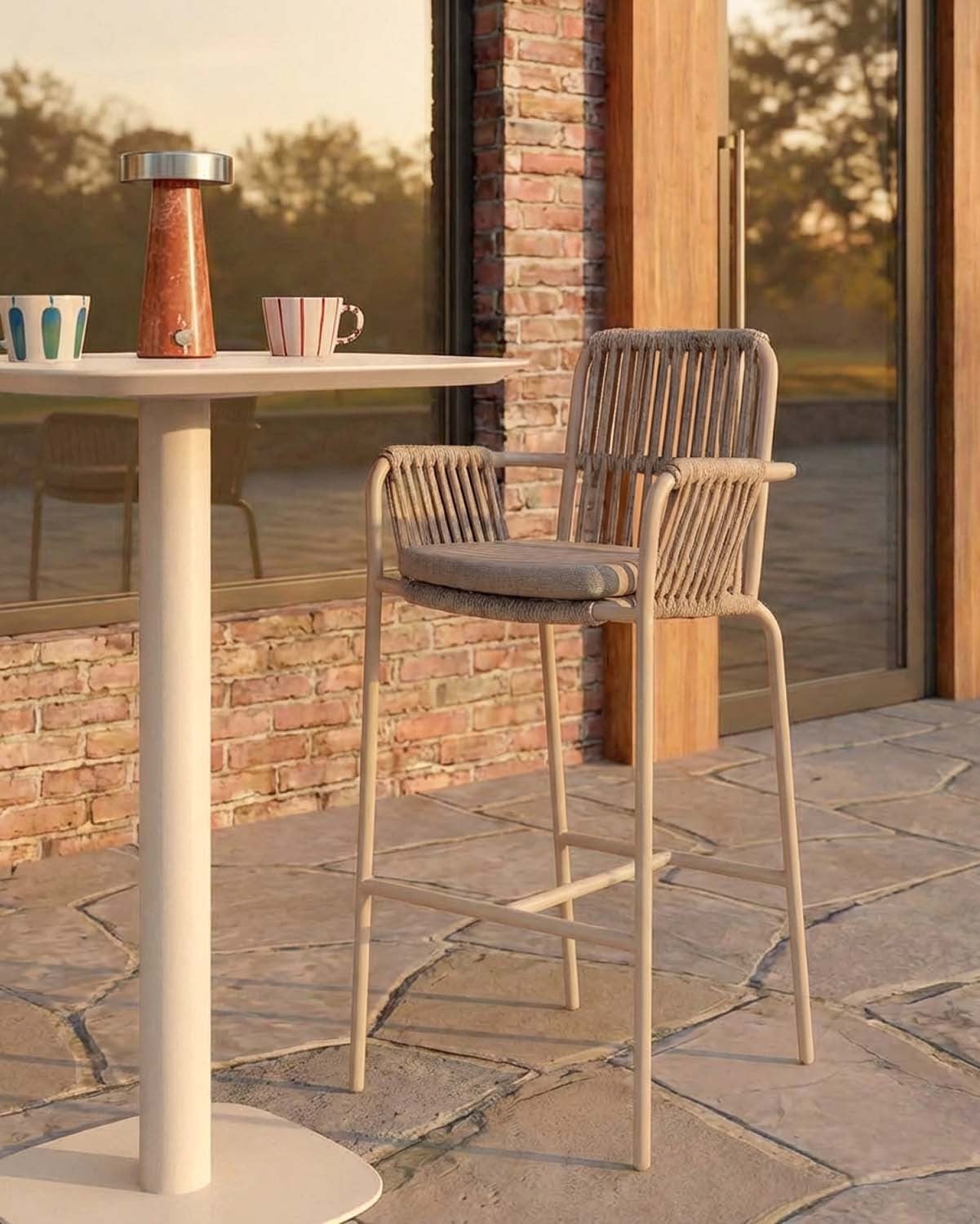 Drian - Pack 2 Taburetes Alto de Exterior de Aluminio y Cuerda (75 cm) Drian