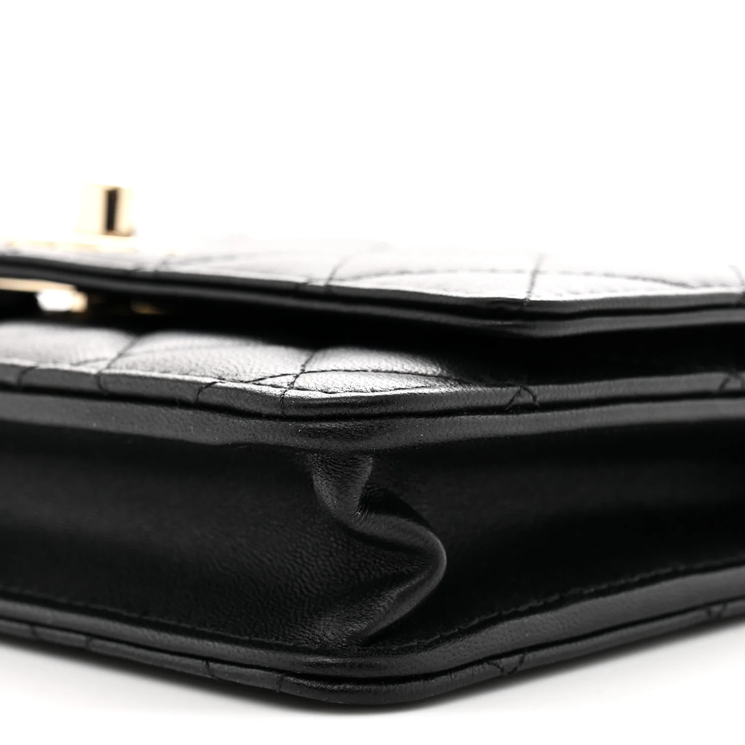Lambskin Quilted Trendy CC Wallet On Chain WOC Black