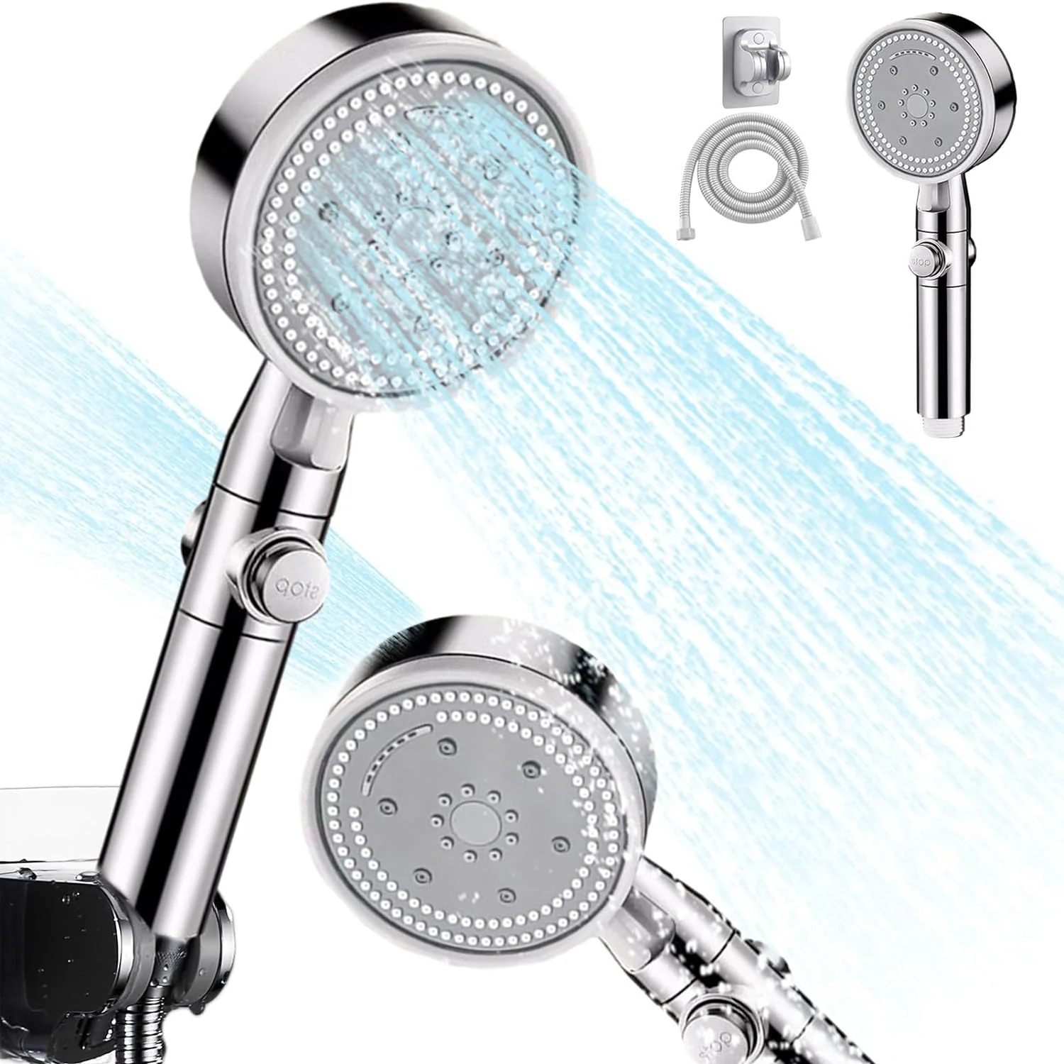 Shower Head With Handheld - High Pressure 8 Spray Modes, Body Coverage Powerful Rain Showerhead, 78in Long Hose, New Adjustable Holders For Bathroom Upgrade (Gray)