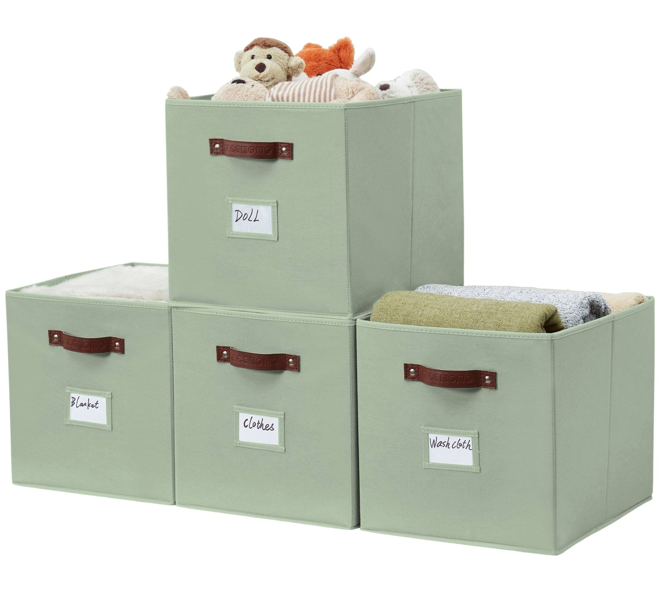 DECOMOMO Fabric Storage Cubes Closet Organizer Cubby Bins with Handles, Size: 15�� x 13�� x 13��, Green