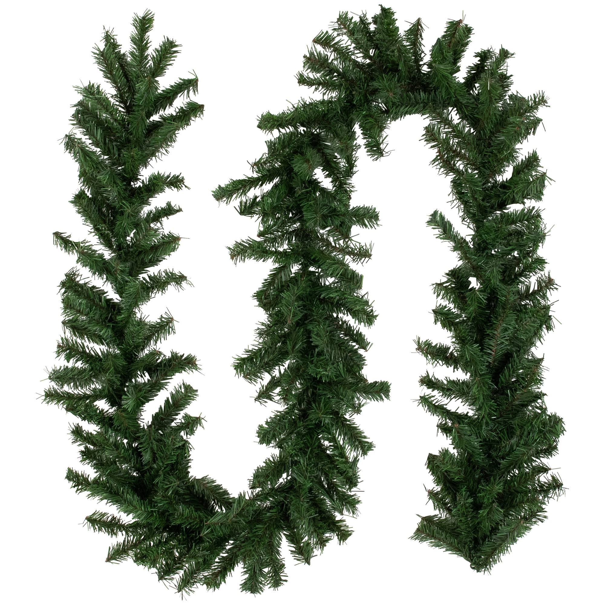 9' x 10 inch Canadian Pine Artificial Christmas Garland - Unlit, Green