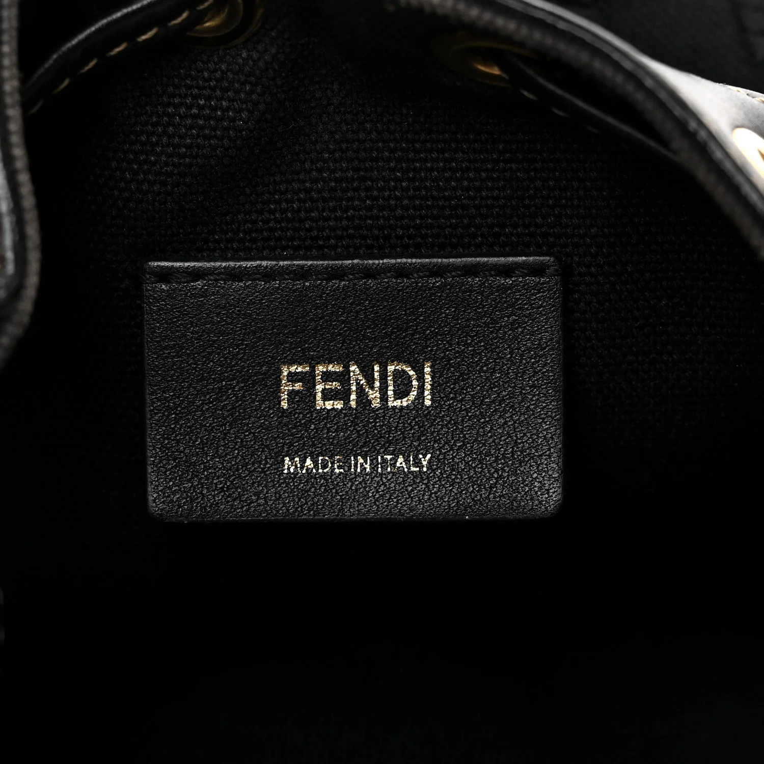 Canvas Vitello King F is Fendi FF Embroidered Mini Mon Tresor Bucket Bag Black