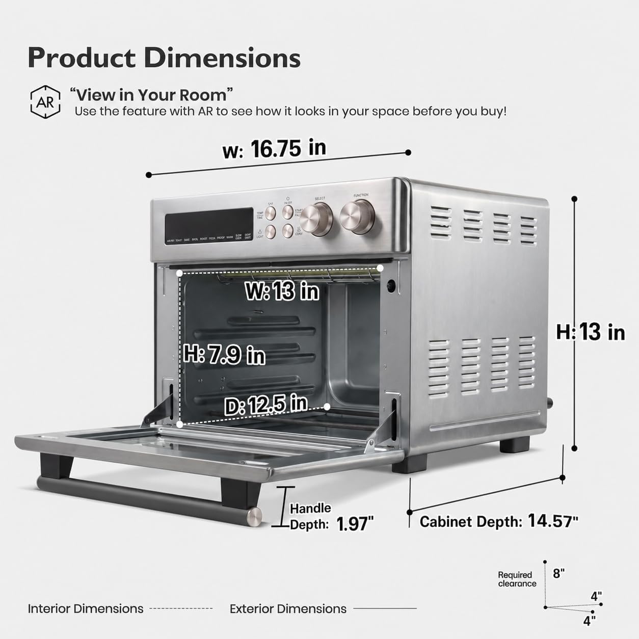 VAL CUCINA Infrared Heating 26.3 QT Air Fryer Toaster Oven, Large Countertop Convection Oven 10-in-1 Combo, 6-Slice Toast, Enamel Baking Pan Easy to Clean with Recipe Book, Brushed Stainless Steel Finish