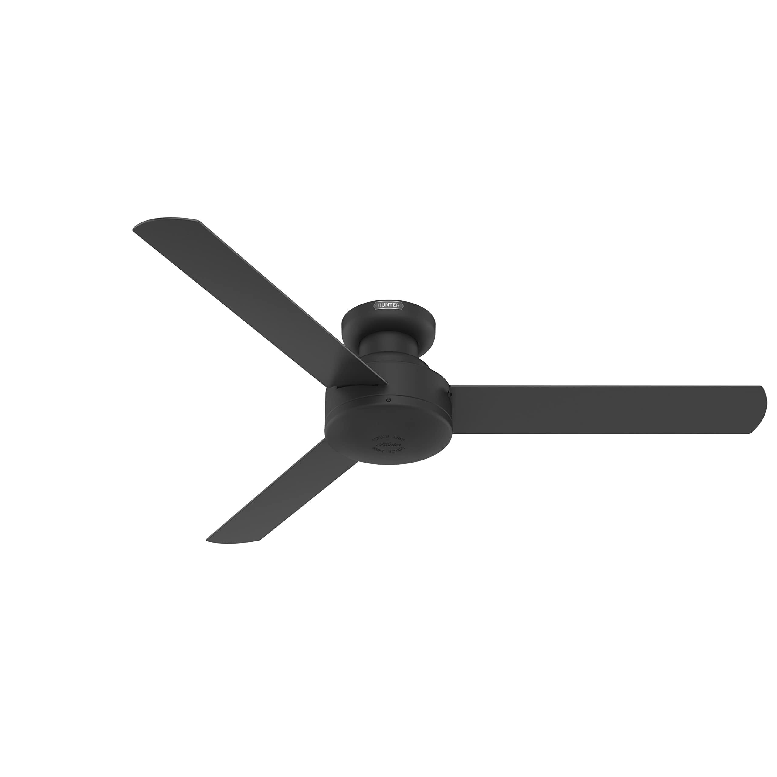 Hunter 52407 52 in. Presto Matte Black Low Profile Ceiling Fan & Wall Control