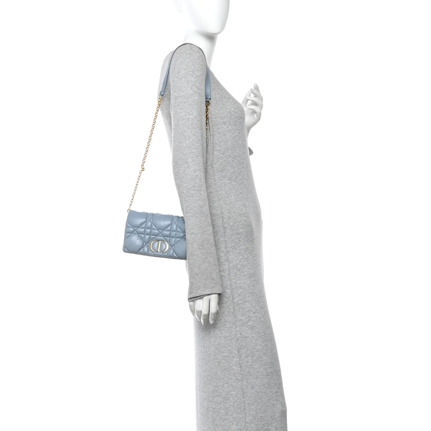 Lambskin Macrocannage Mini Dior Caro Bag Cloud Blue