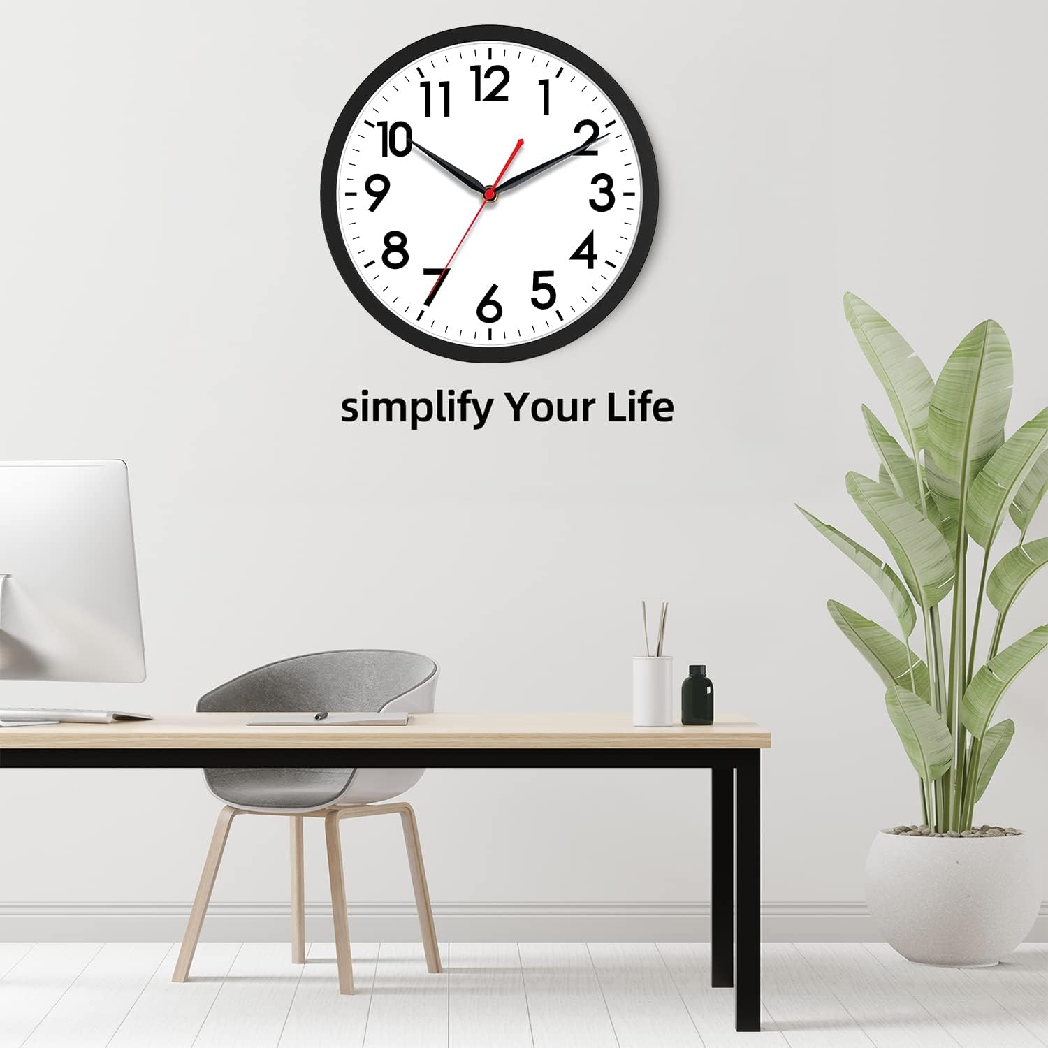 AKCISOT 10 Inch Wall Clock, Silent Battery Operated Analog Clock, Black |   Classroom |   Kitchen |   Office |   Easy to Read Numbers |   Garage