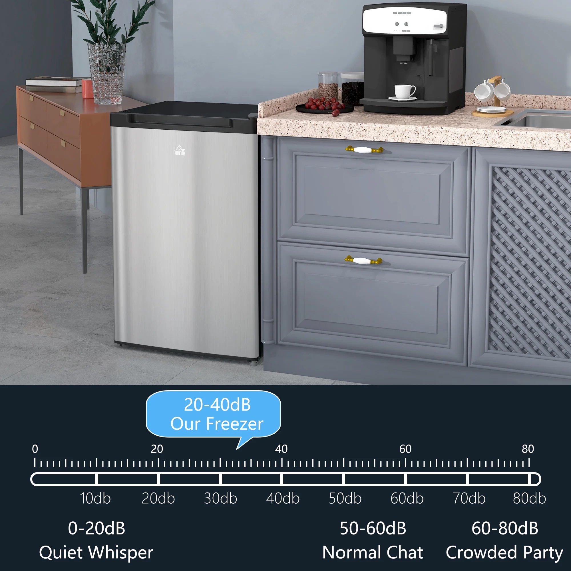 Upright Freezer, 3.0 Cubic Feet Compact Mini Freezer with Reversible Single Door and Adjustable Thermostat, Small freezer for Home, Dorm, Apartment, Home Office, Silver - Image 3