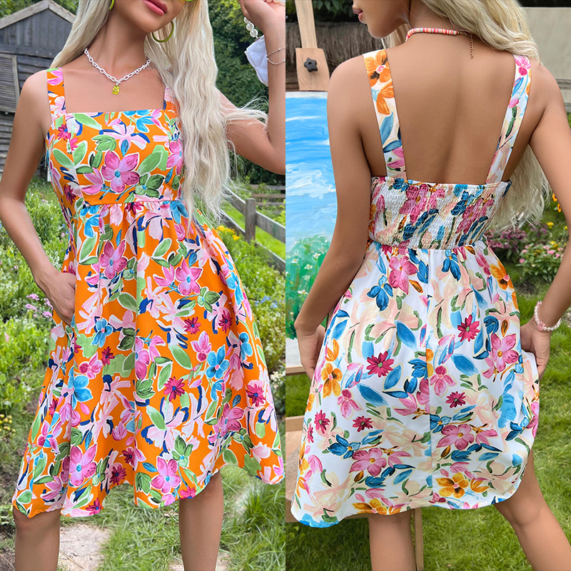 Robe nuisette imprimée décontractée et charmante pour femme