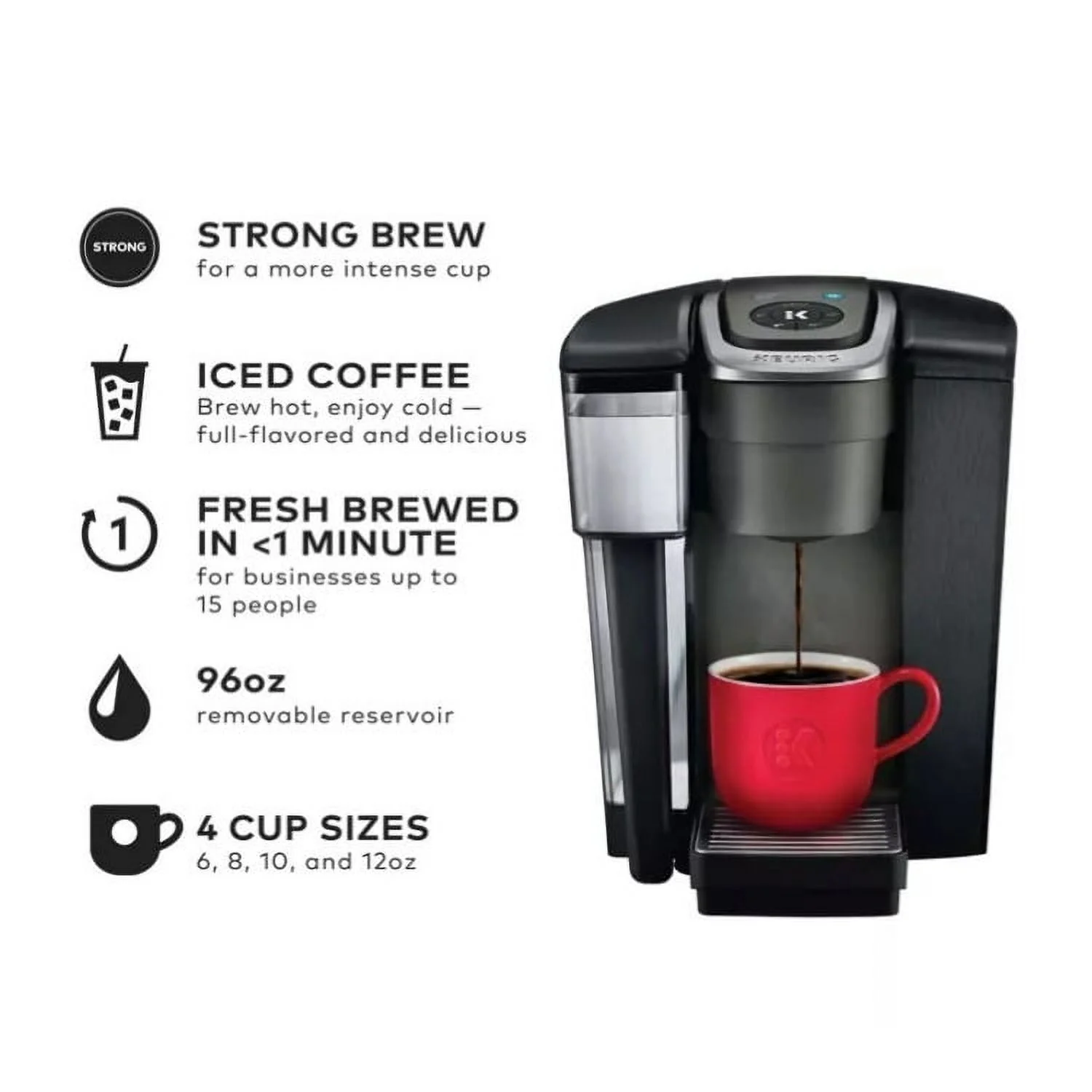 Keurig K - 1550 Small Business Coffee Maker with Quiet Brew Technology, Strong Button, and 96 oz. Water Reservoir (Black)