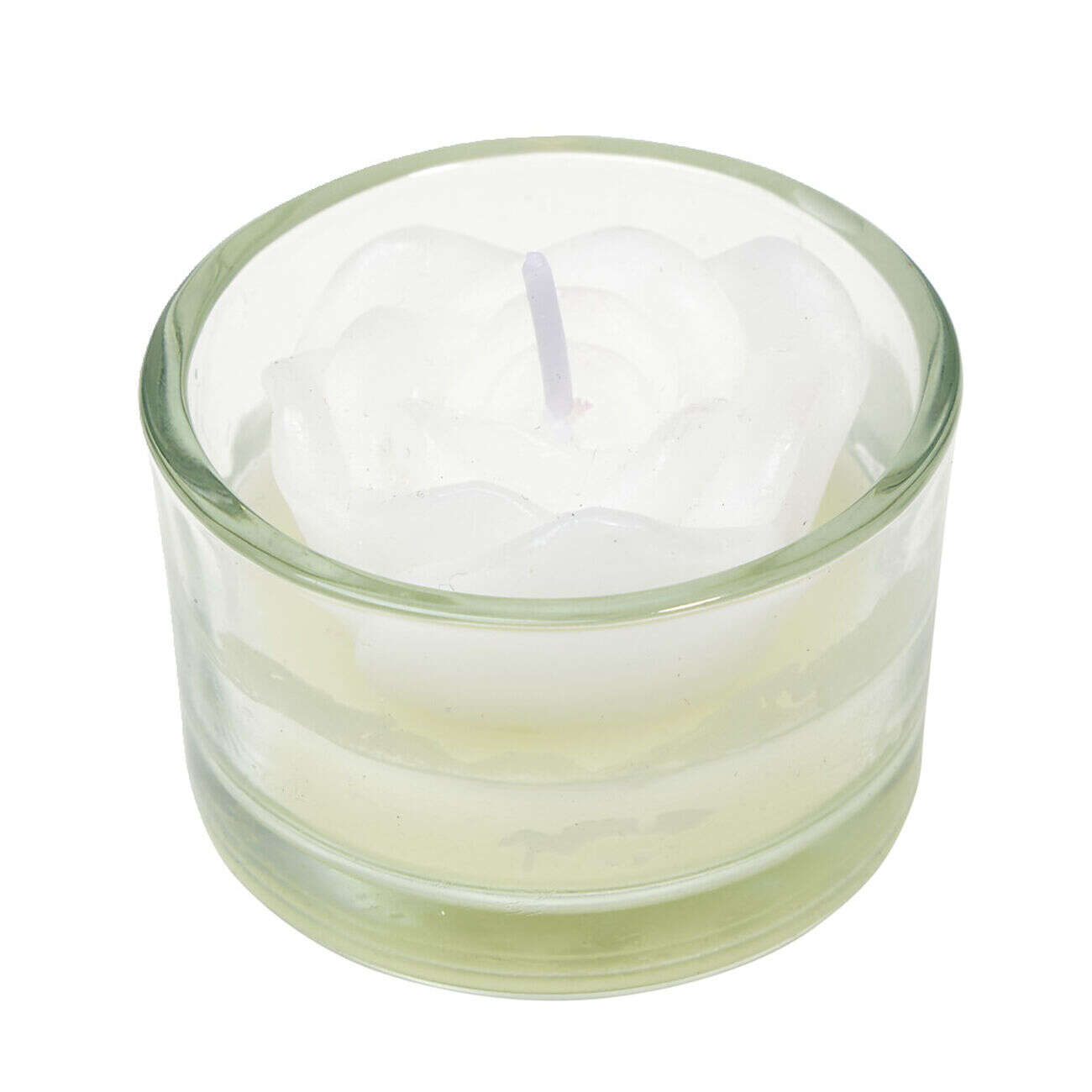 Bougie dans verre forme rose Ø5xH3cm (3 modèles)