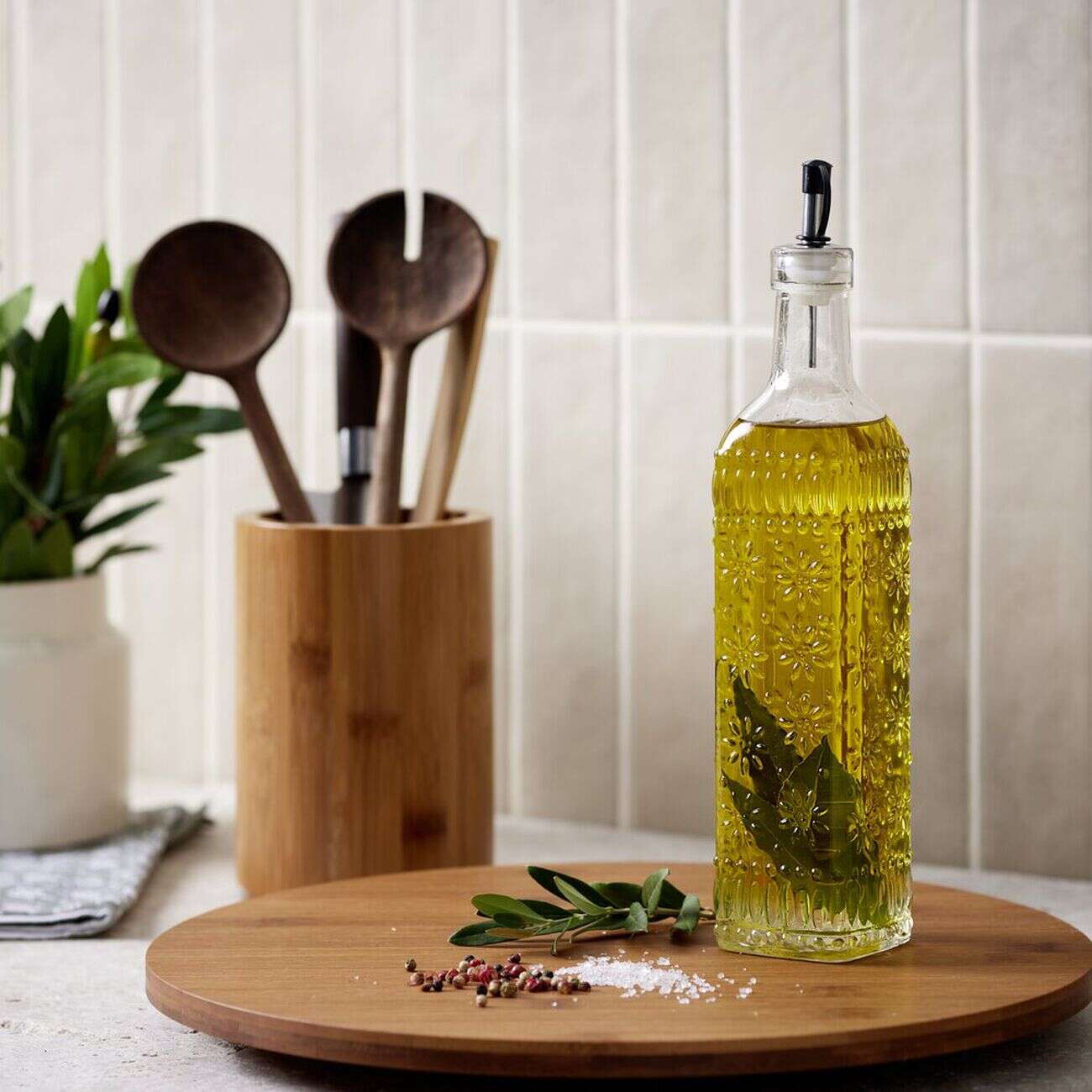 Pot à ustensiles de cuisine en bambou Ø11xH16cm