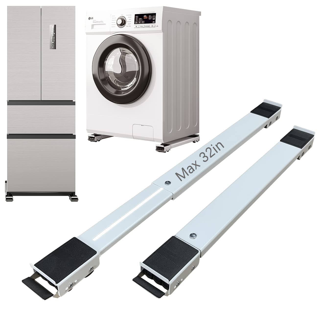 Appliance Rollers Heavy Duty,Max 32in,Second Generation Extendable Appliance Rollers Mobile Washing Machine Base Easily Move Washing Machines,