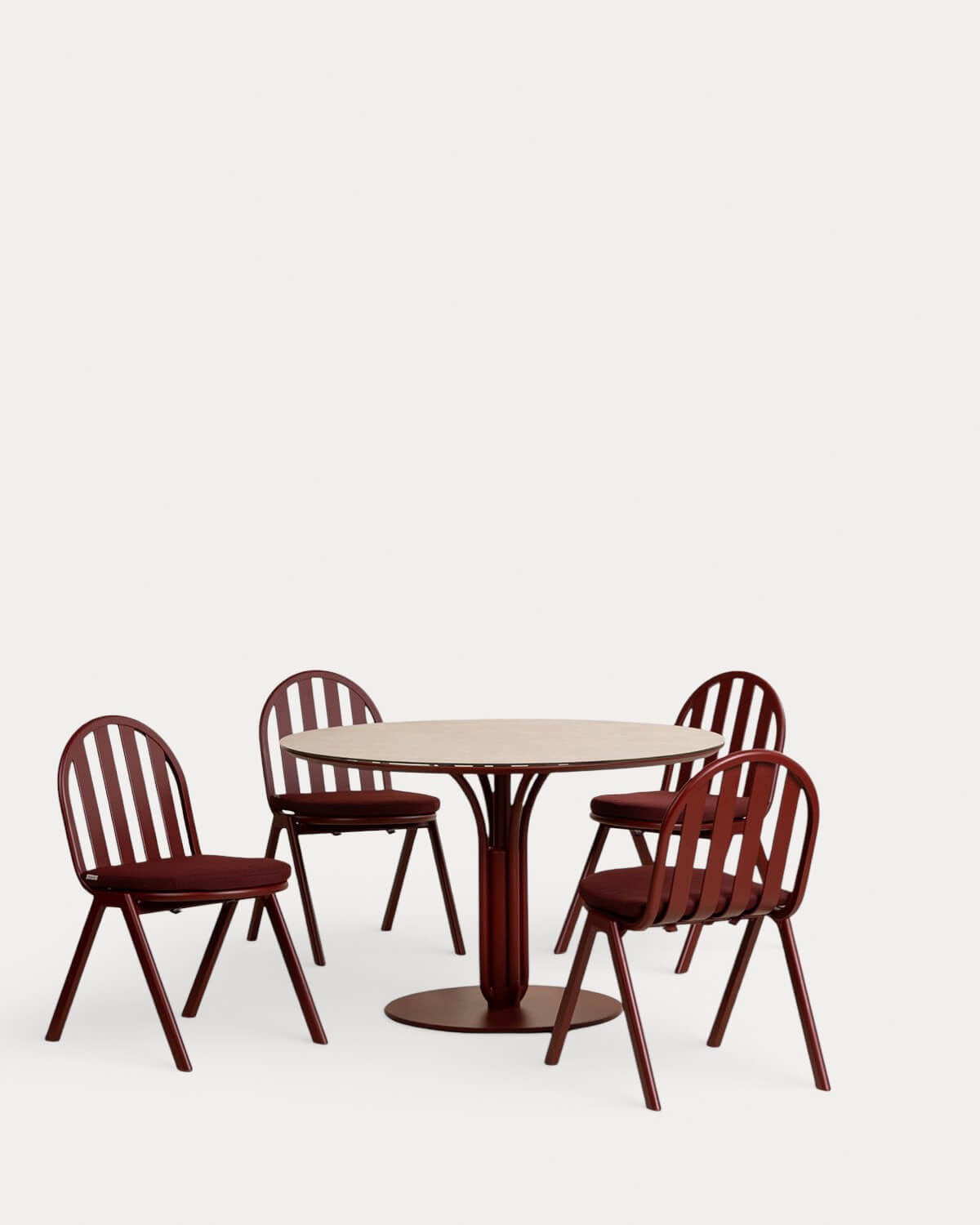 Llibet - Set de Mesa Redonda (Ø120 cm) y 4 Sillas de Comedor de Metal y Cristal Templado Llibet