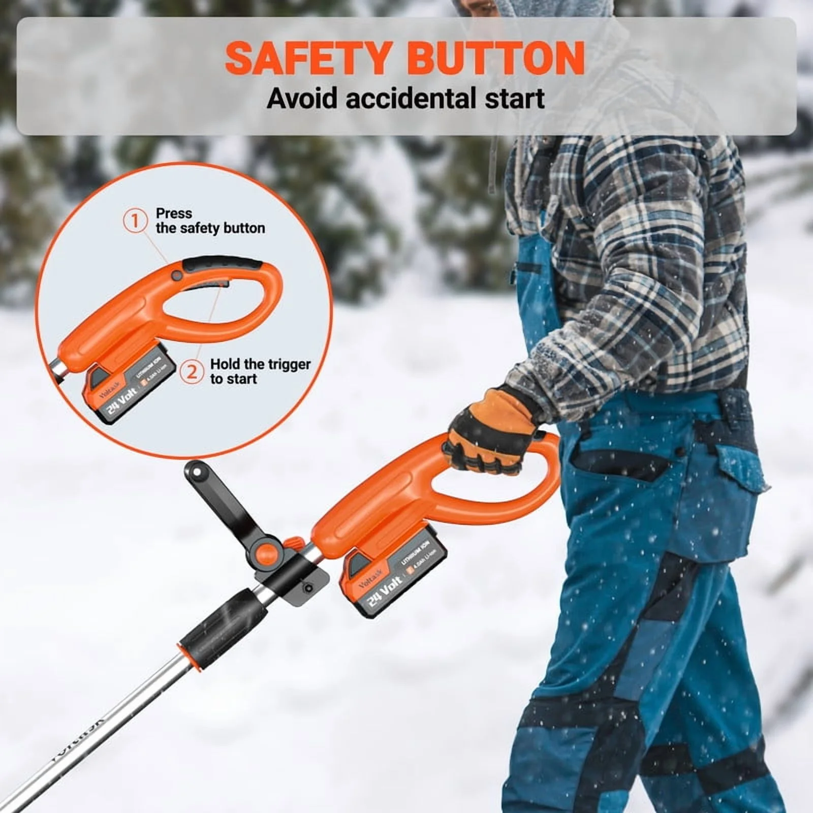 24V 11 inch Cordless Snow Shovel 7 3lbs Lightweight Electric Snow Blower with 4 Ah Battery Quick Charger Included for Driveway Sidewalks Image 6