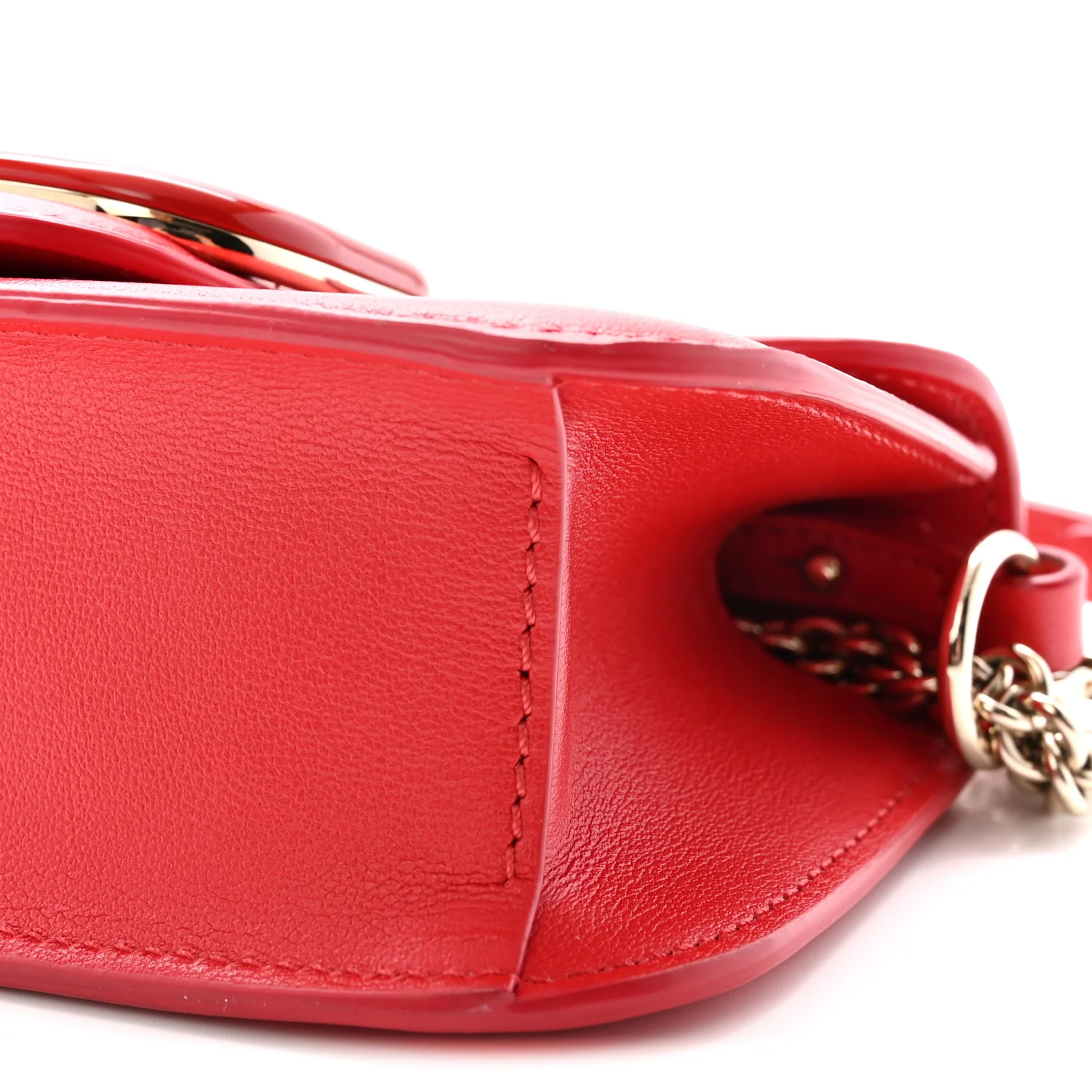 Calfskin Enamel Vlogo Small Loco Shoulder Bag Rouge Pur
