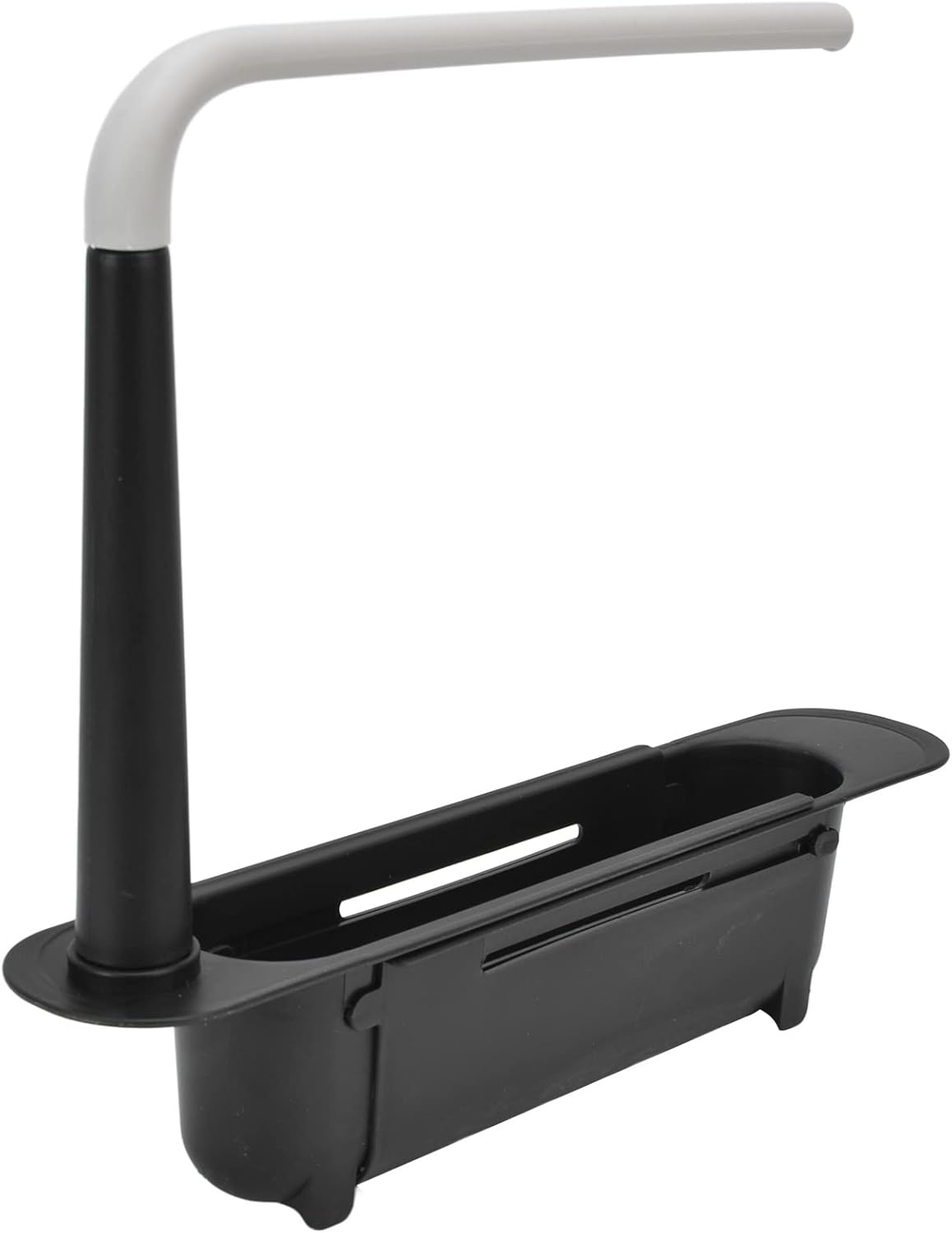 Zerodis Telescopic Sink Storage Rack, Telescopic 2in1 Sink Expandable Storage Drain Basket Towel Rack Under Sink Organizers Telescopic Sponge Soap Holder for Kitchen Sink (Black)