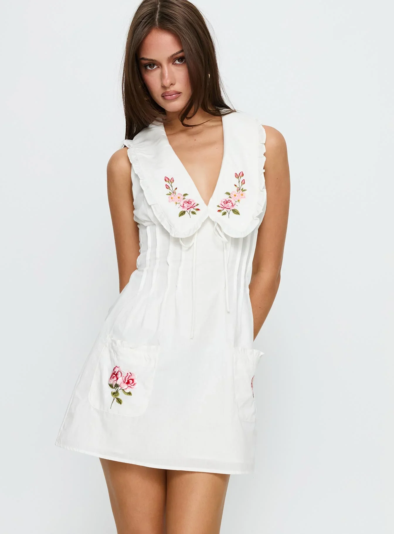 Breanda Collared Mini Dress White