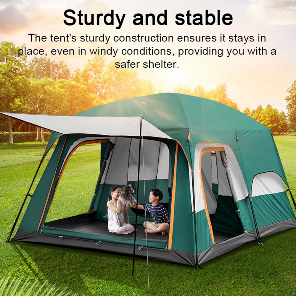 12-Person Family Cabin Tent with Divided Curtains(Dark Green) - Image 10