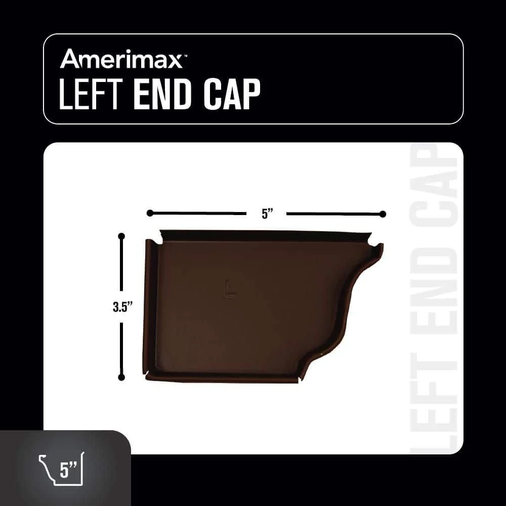 Aluminum Gutter Left End Cap, Royal Brown, 5.25 in. (AFEC525LRB)