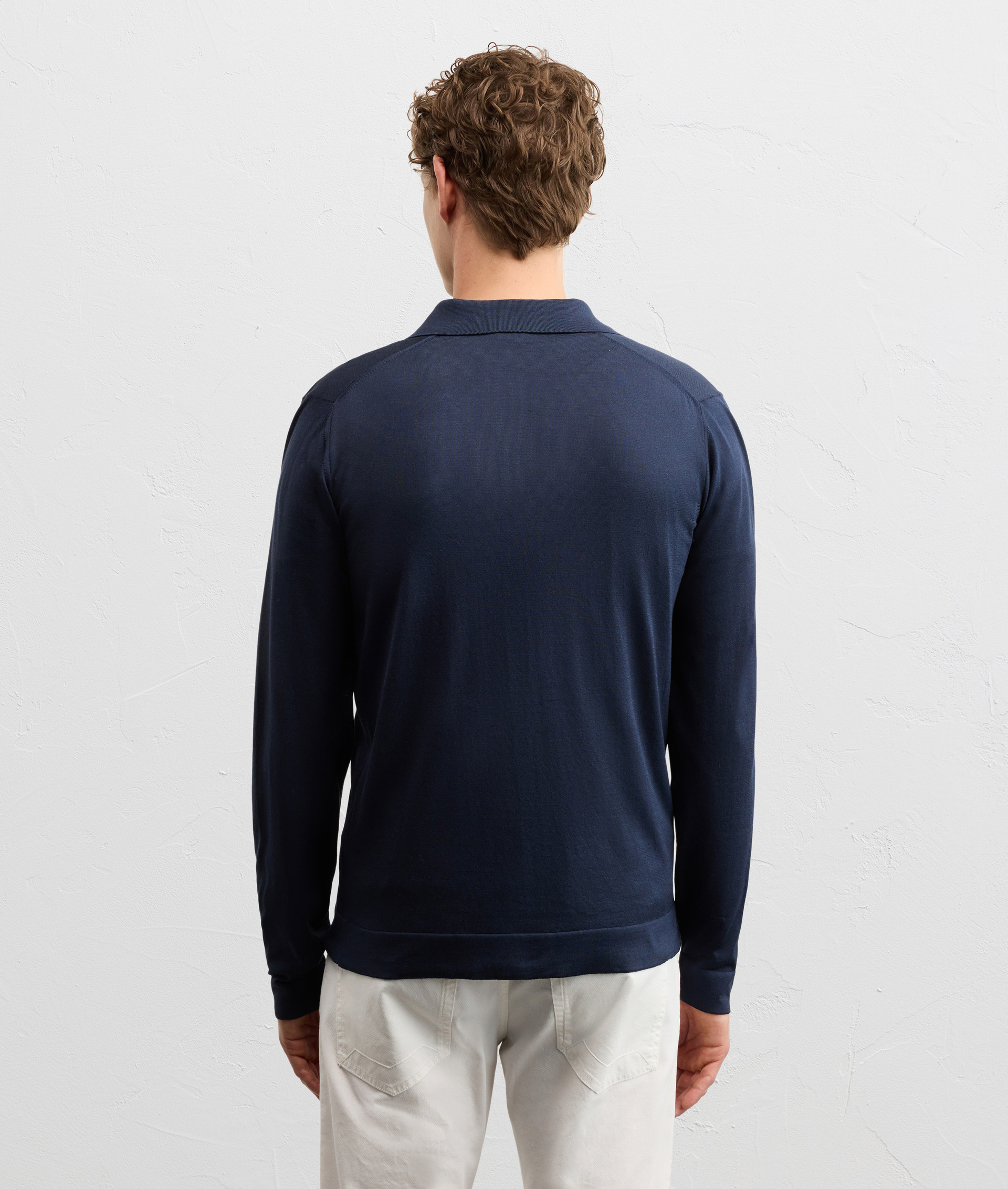 NAVY BLUE SILK AND COTTON KNITTED SHIRT