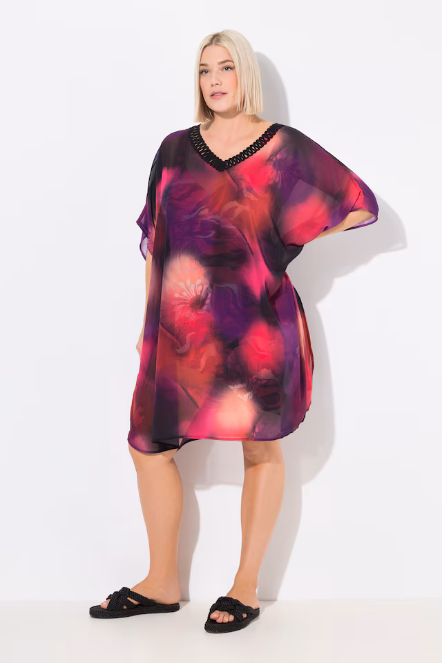 Light Print Short Sleeve Chiffon Dress