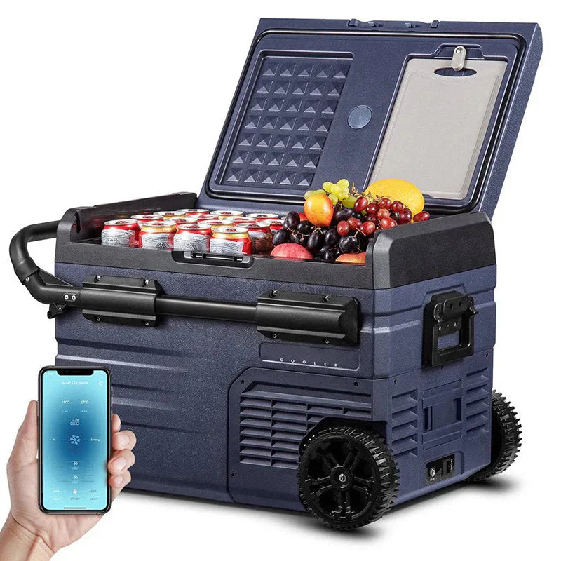 Réfrigérateur/congélateur portable 12 V 37 L pour voiture, idéal pour le camping, les voyages et les camping-cars, avec contrôle via application.