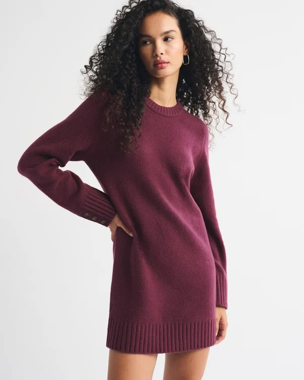 A&F Madeline Mini Sweater Dress - Maroon