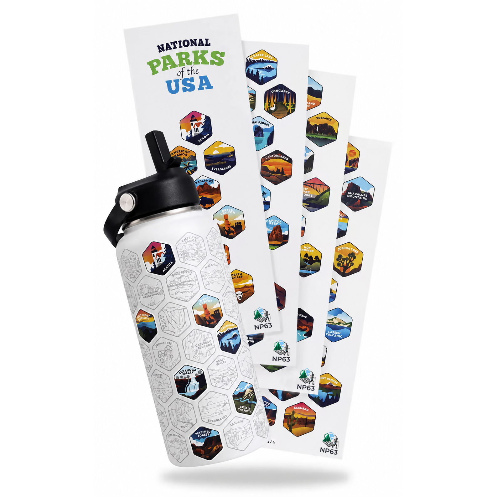 NP63 National Parks Water Bottle + Stickers