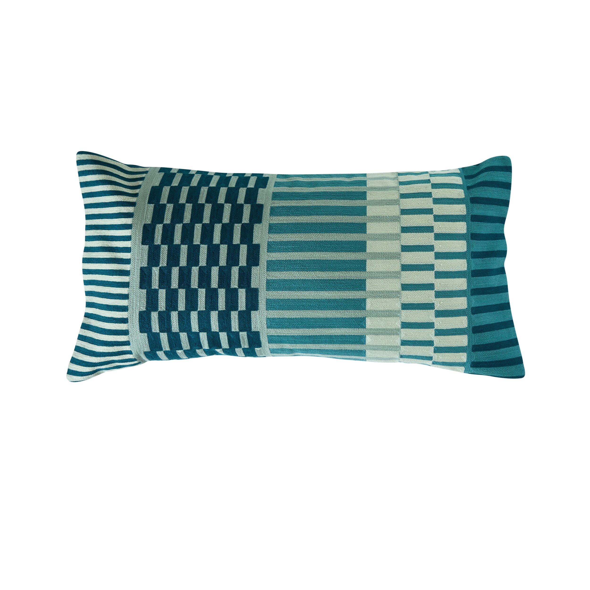 Meridian Mosaic Lumbar Cushion Blue 35x70cm