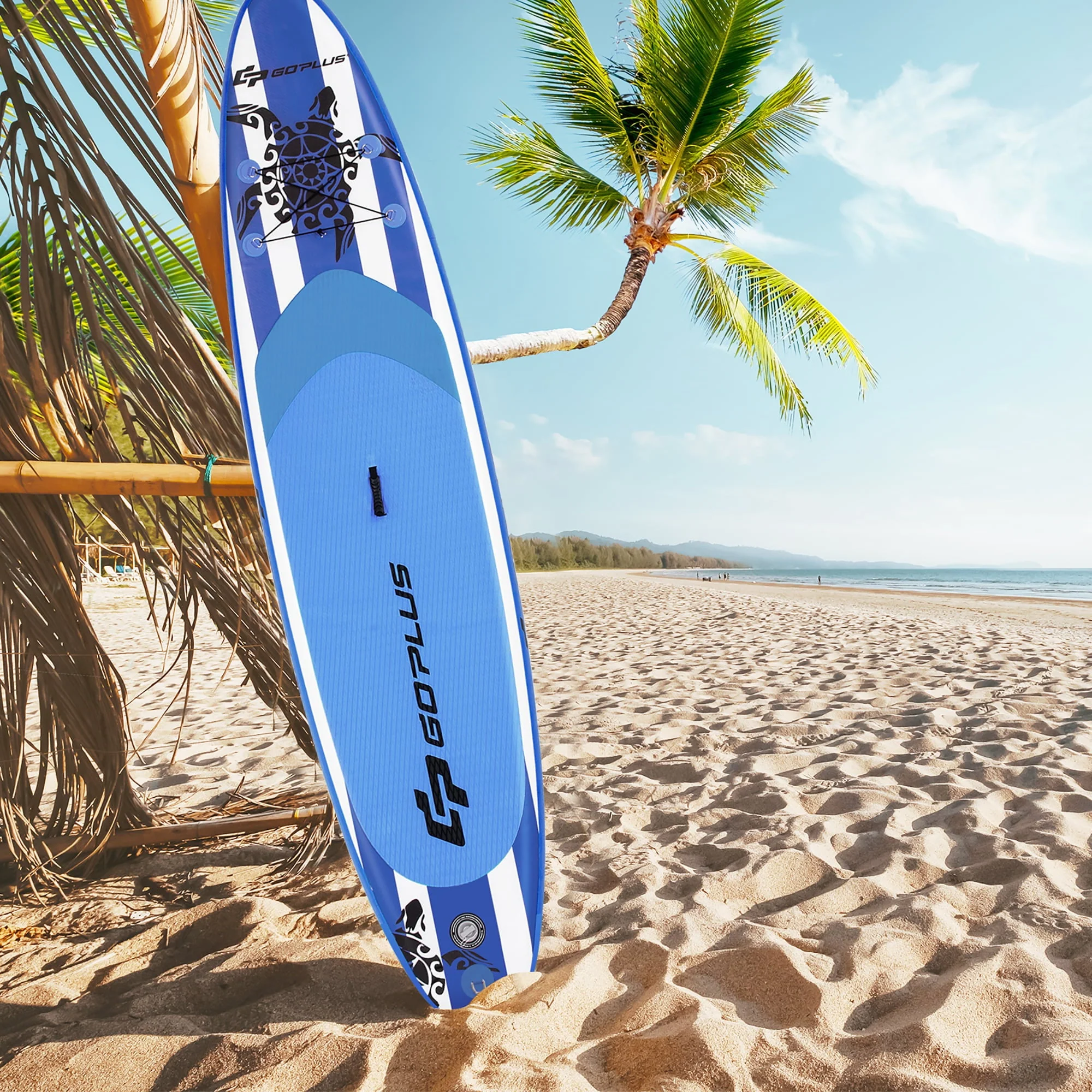 11’ Inflatable Stand Up Paddle Board SUP W/Carrying Bag Aluminum Paddle Navy - Image 4