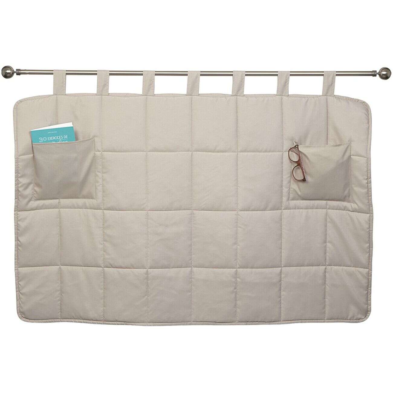 Tête de lit matelassé en polyester taupe clair