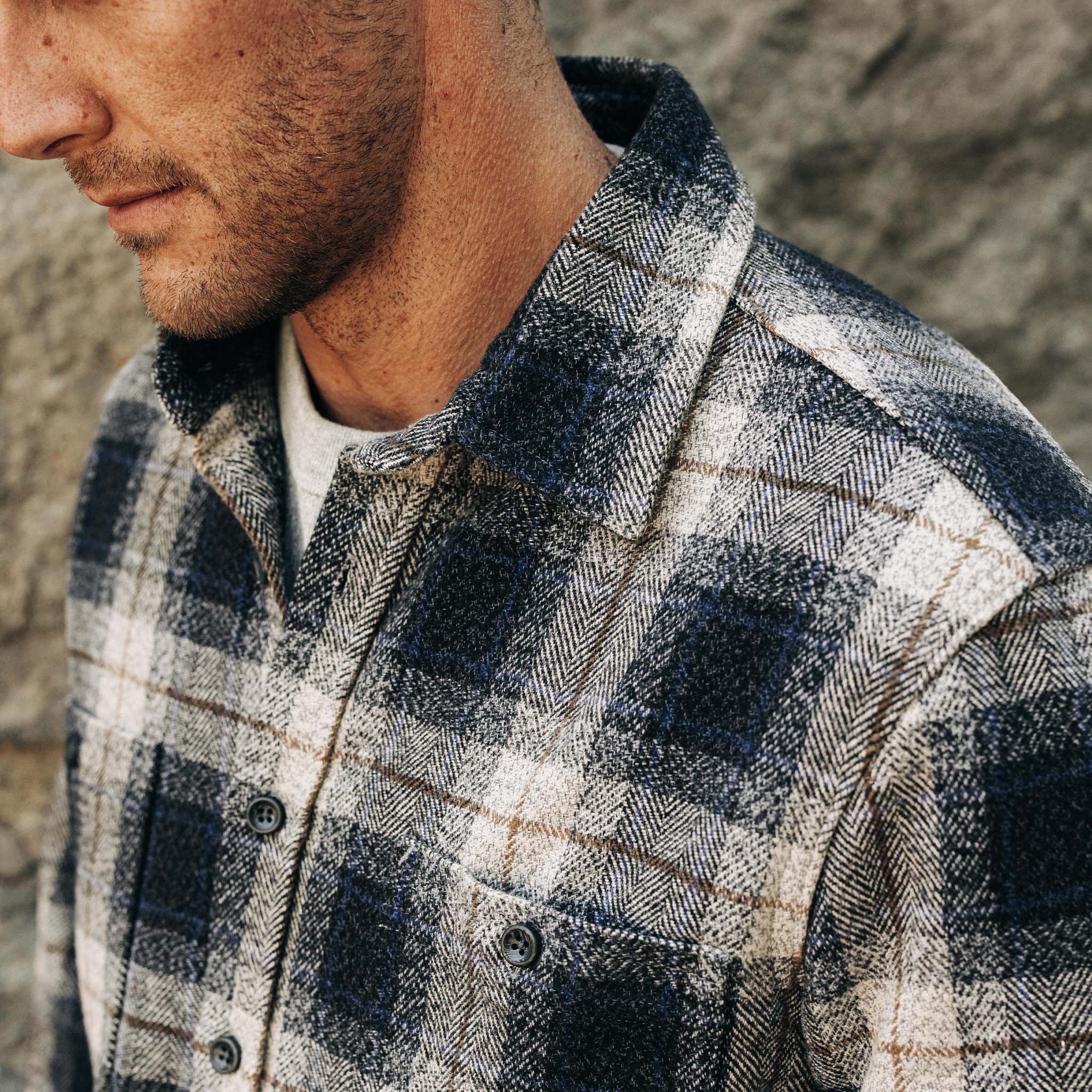 Chemise utilitaire à carreaux Jaspe bleu marine