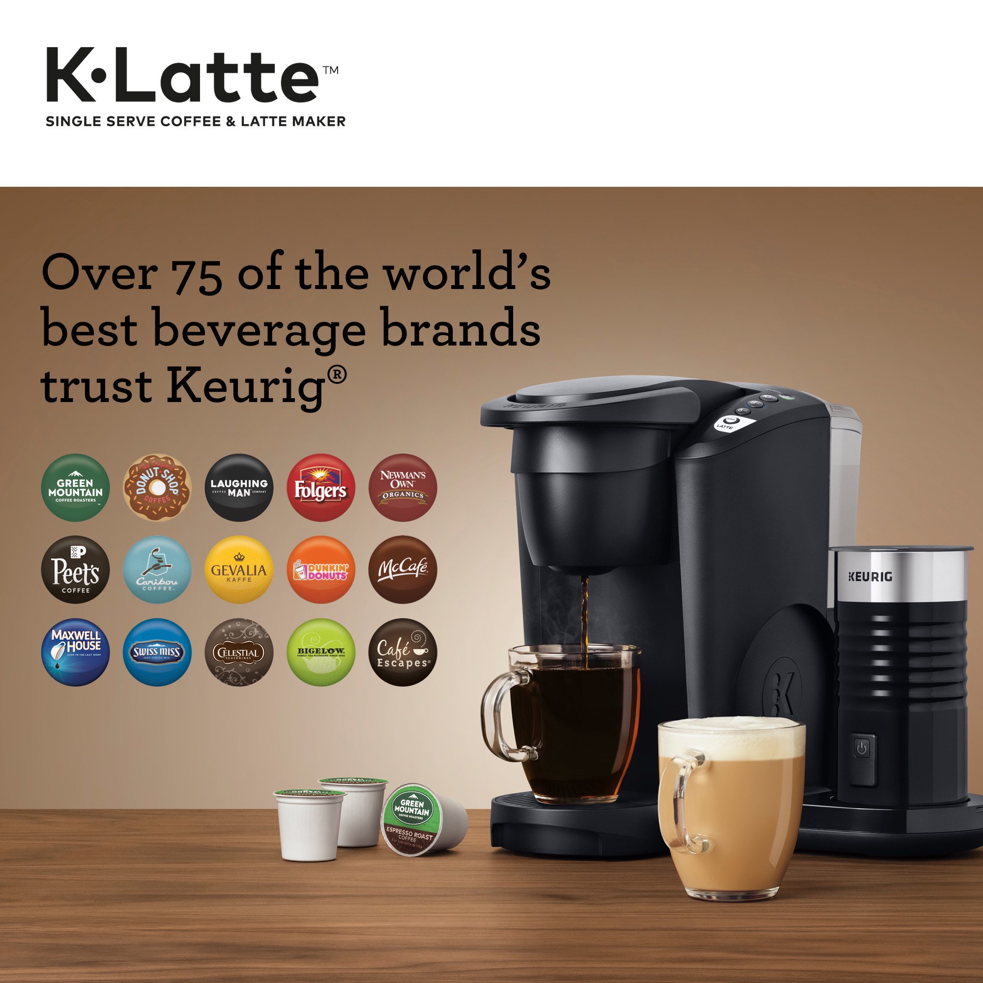 Machine à café et latte Keurig K-Latte à dosettes K-Cup individuelles, noire