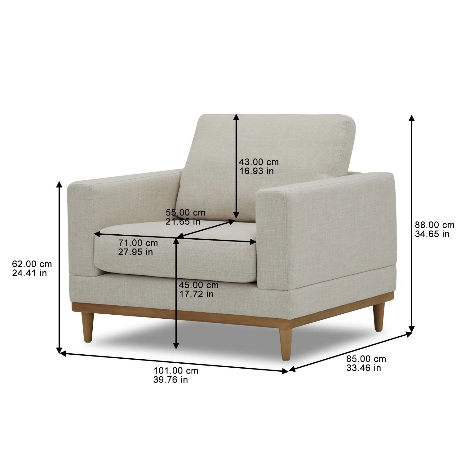 Better Homes & Gardens Springwood Wood Frame Accent Chair, Cream Linen