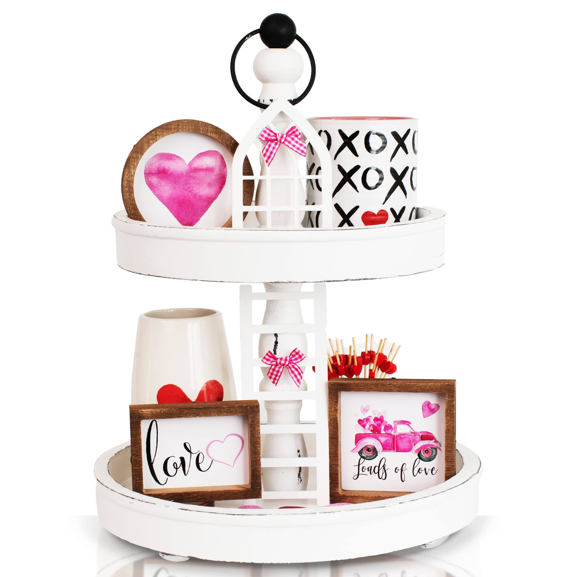 The Ultimate Farmhouse Valentines Tiered Tray Decor Set - Beautiful Year Round Seasonal & Easter Holiday Decoration Bundle - The Perfect Spring