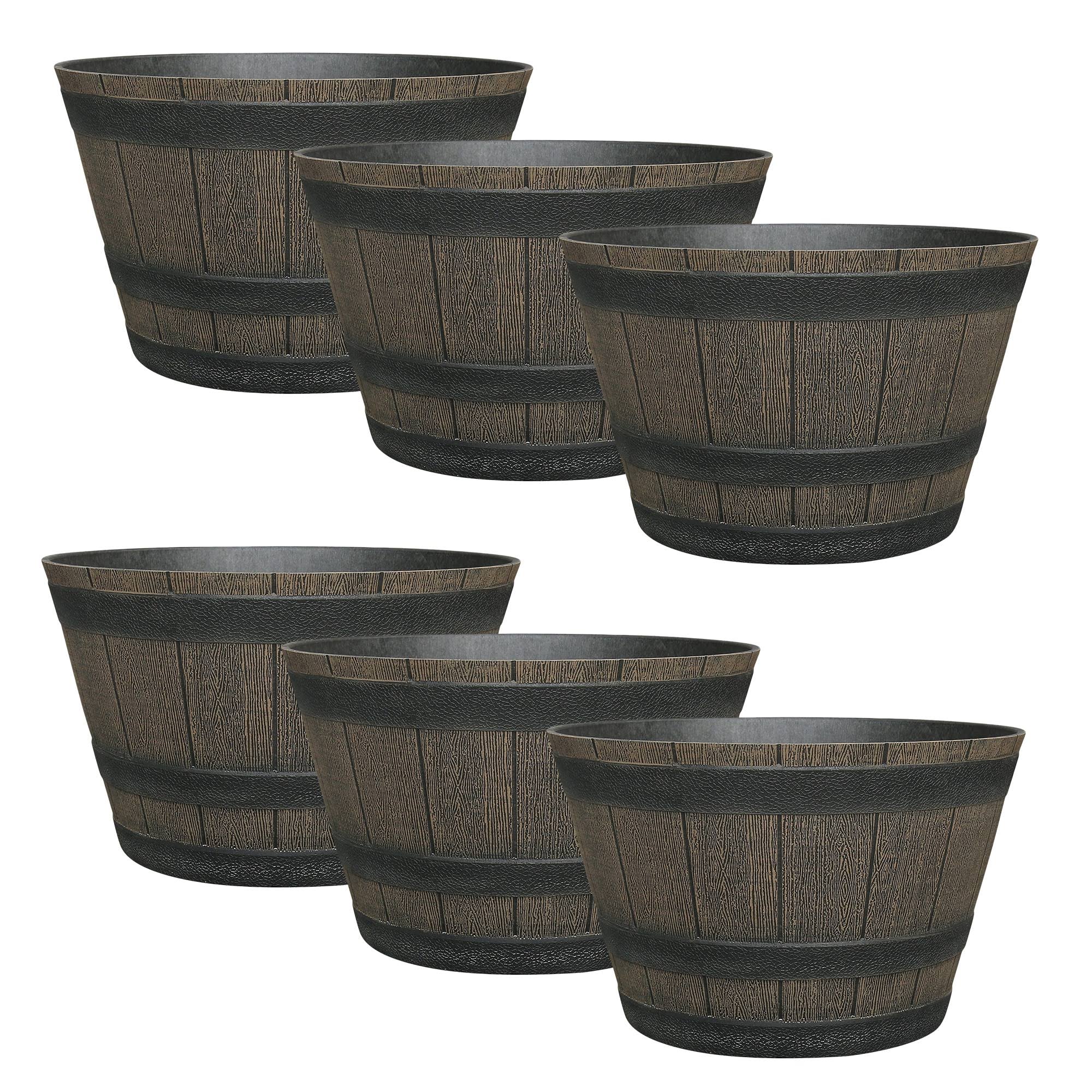 Style Selections 6-Pack 13.43-in W x 8.74-in H Brown Resin Rustic Indoor/Outdoor Planter | PLG3614TNG