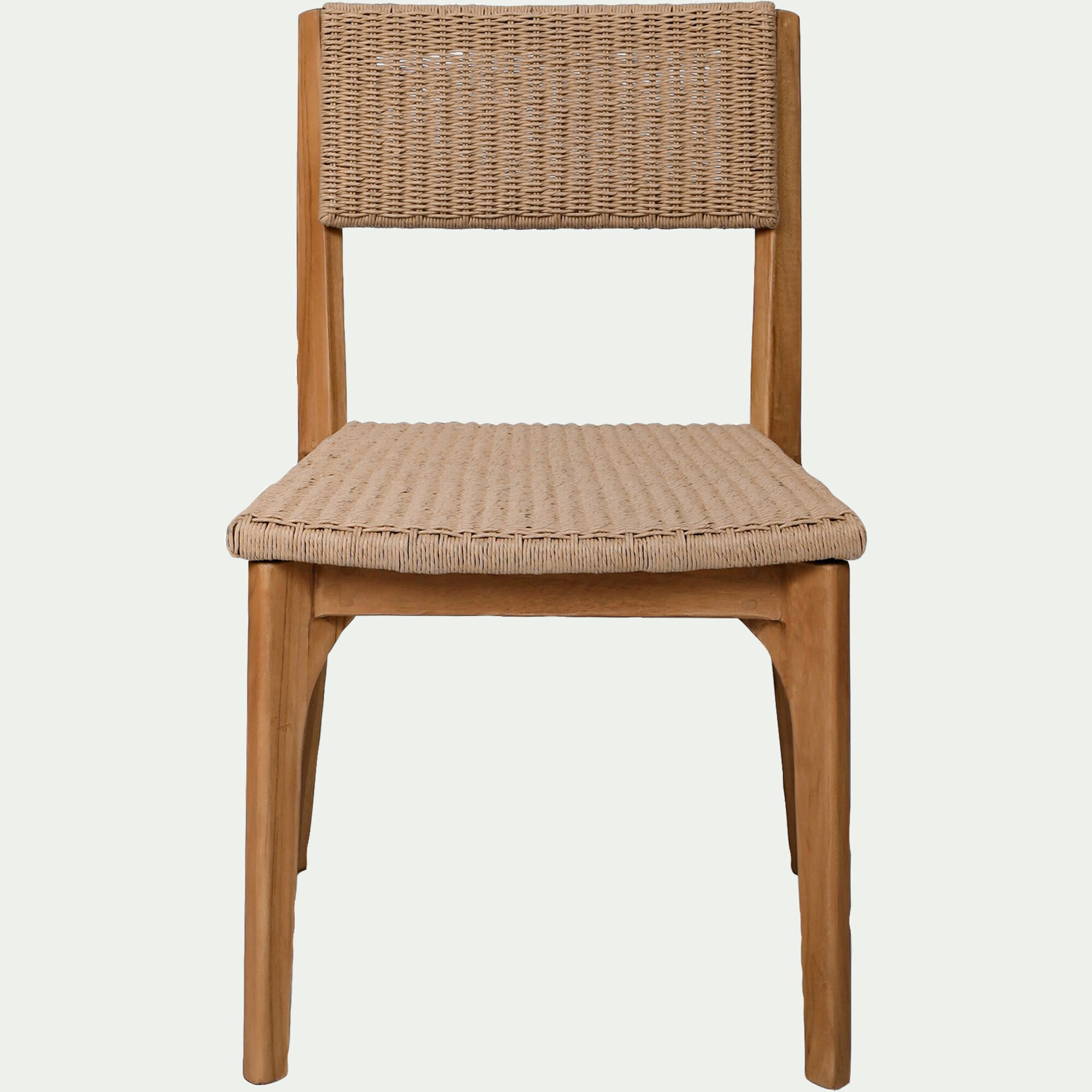 BAHIA - Chaise en teck avec dossier effet tressé - bois foncé