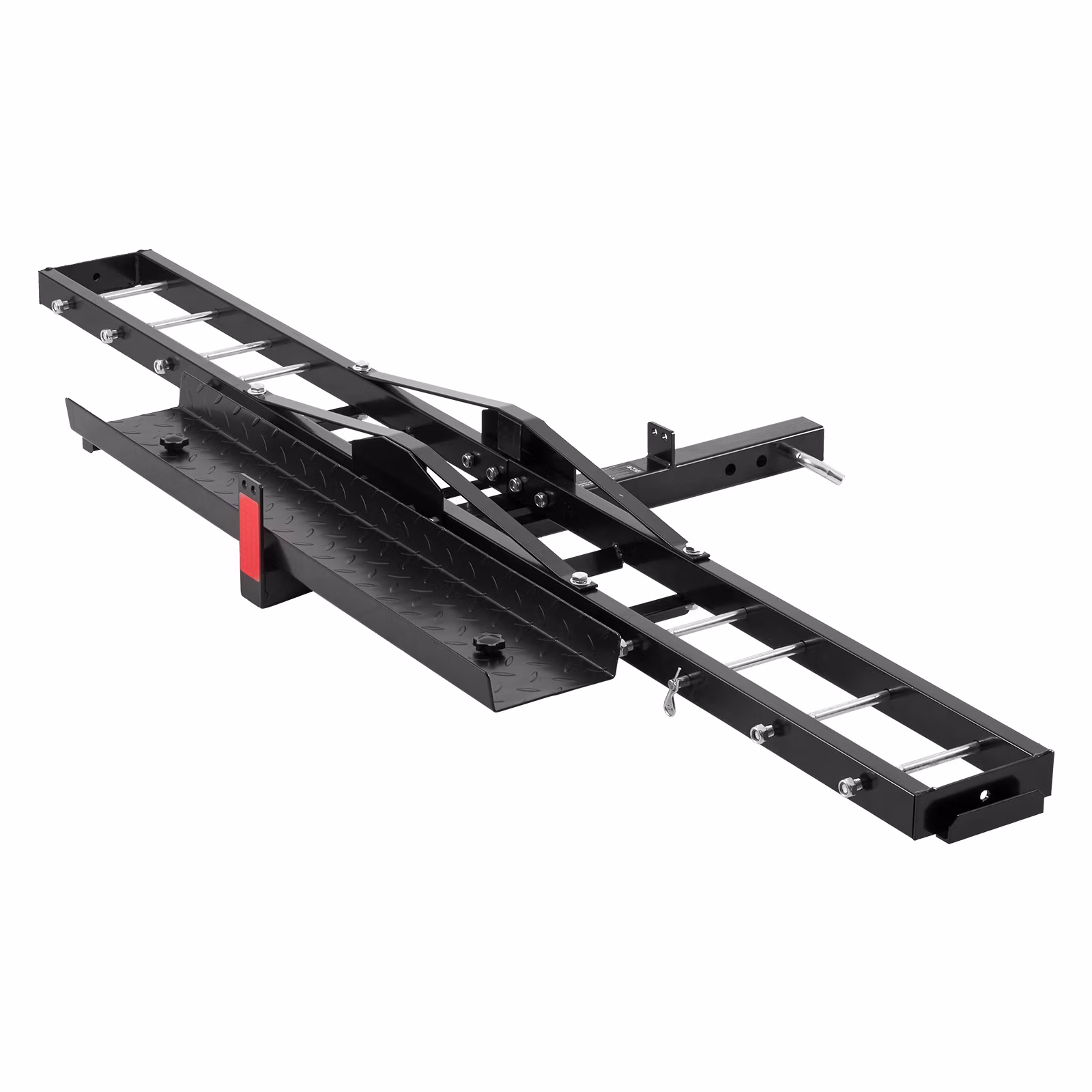 KFFKFF Steel Motorcycle Hitch Carrier, 600 LBS Capacity, Includes Ramp, Ratchet Straps  Stabilizer, Fits 2" Hitch Receivers on Cars  Trucks