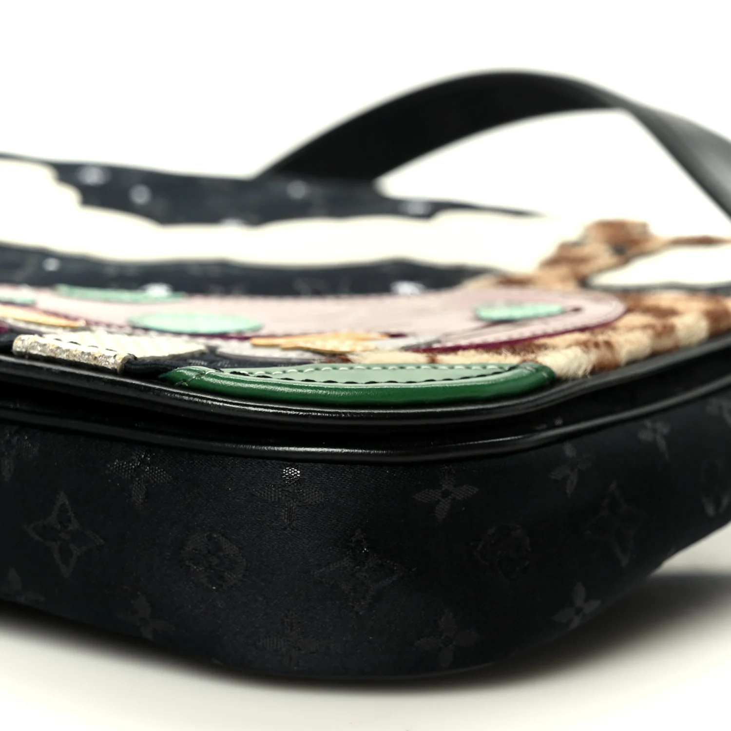 Satin Mini Monogram Conte De Fees Patchwork Musette Black