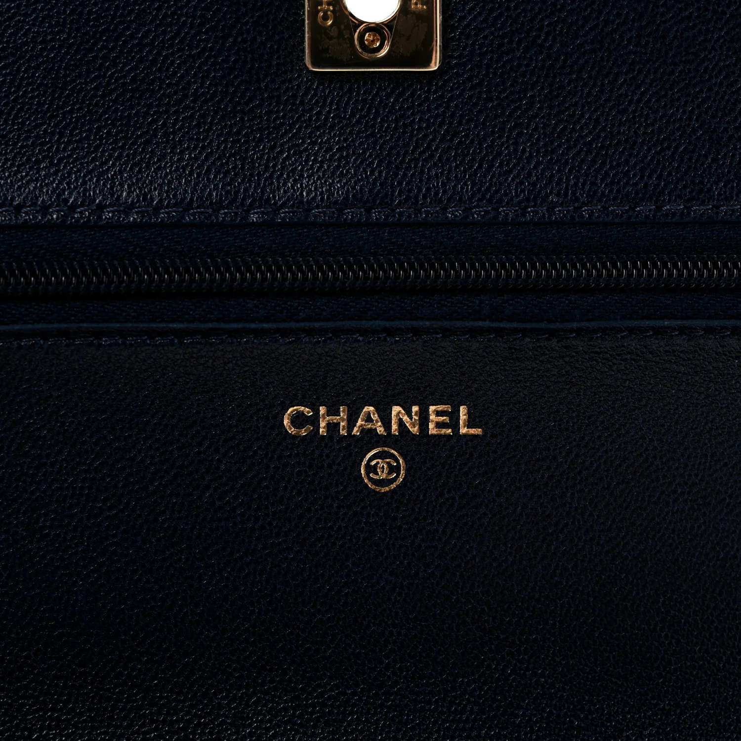 Lambskin Quilted Hold The Line Wallet On Chain WOC Dark Blue